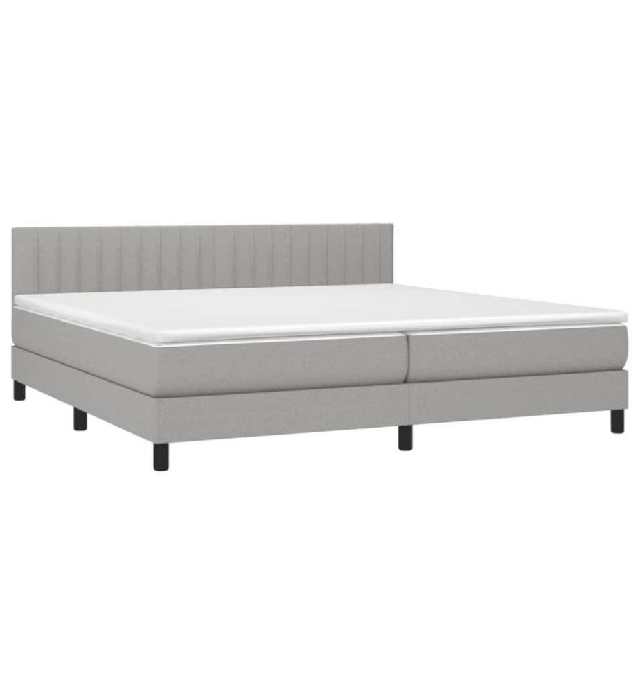 Boxspringbett mit Matratze Hellgrau 200x200 cm Stoff