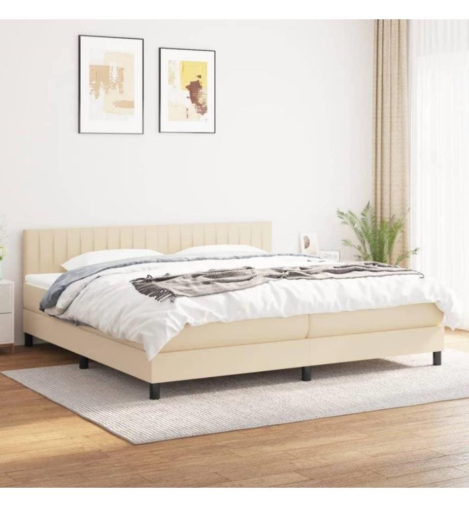 Boxspringbett mit Matratze Creme 200x200 cm Stoff
