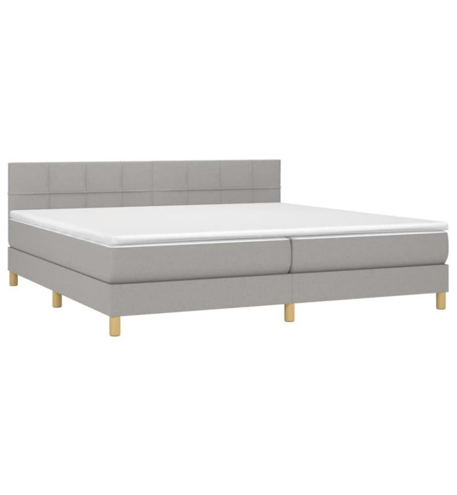 Boxspringbett mit Matratze Hellgrau 200x200 cm Stoff