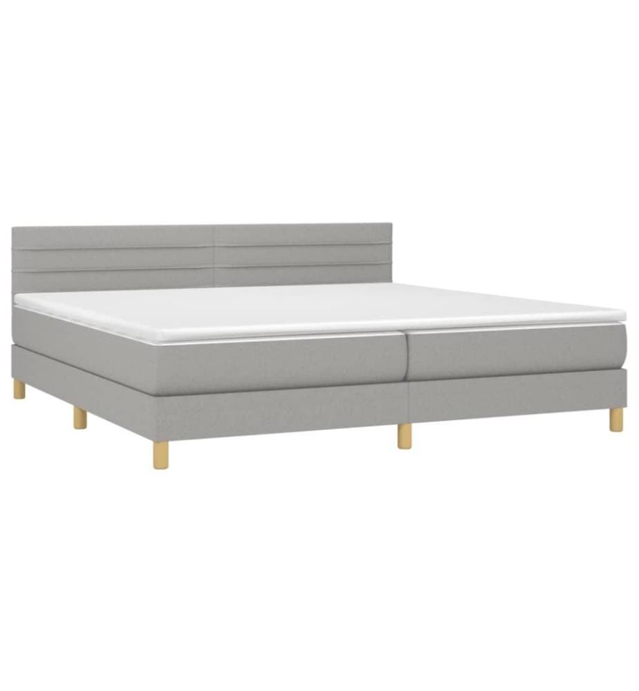 Boxspringbett mit Matratze Hellgrau 200x200 cm Stoff