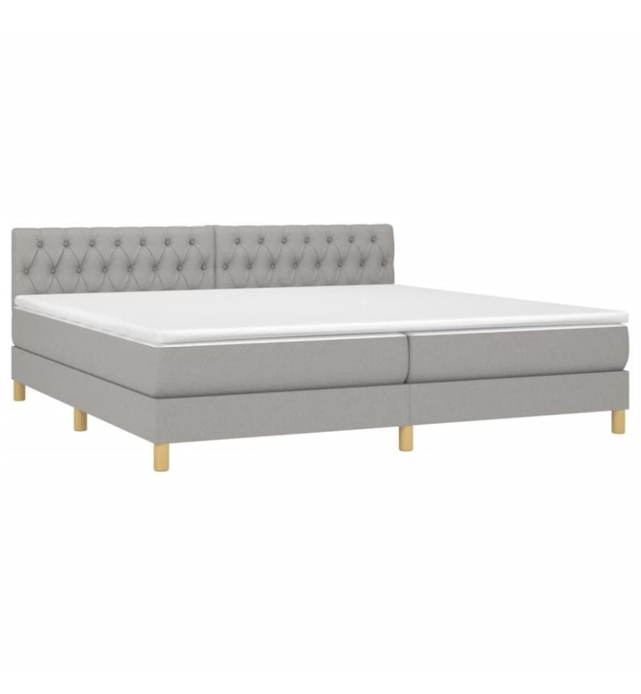 Boxspringbett mit Matratze Hellgrau 200x200 cm Stoff