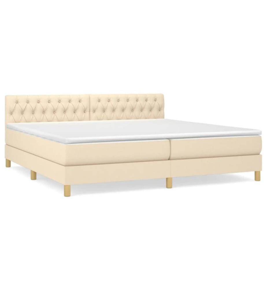 Boxspringbett mit Matratze Creme 200x200 cm Stoff