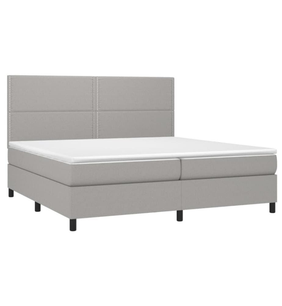 Boxspringbett mit Matratze Hellgrau 200x200 cm Stoff