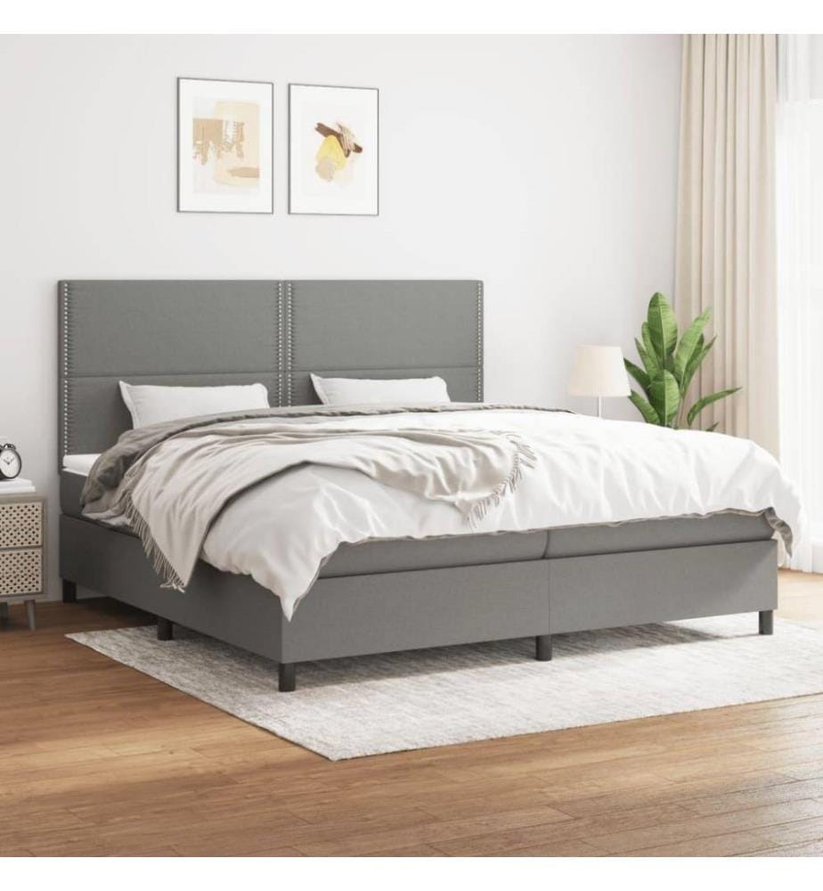 Boxspringbett mit Matratze Dunkelgrau 200x200 cm Stoff