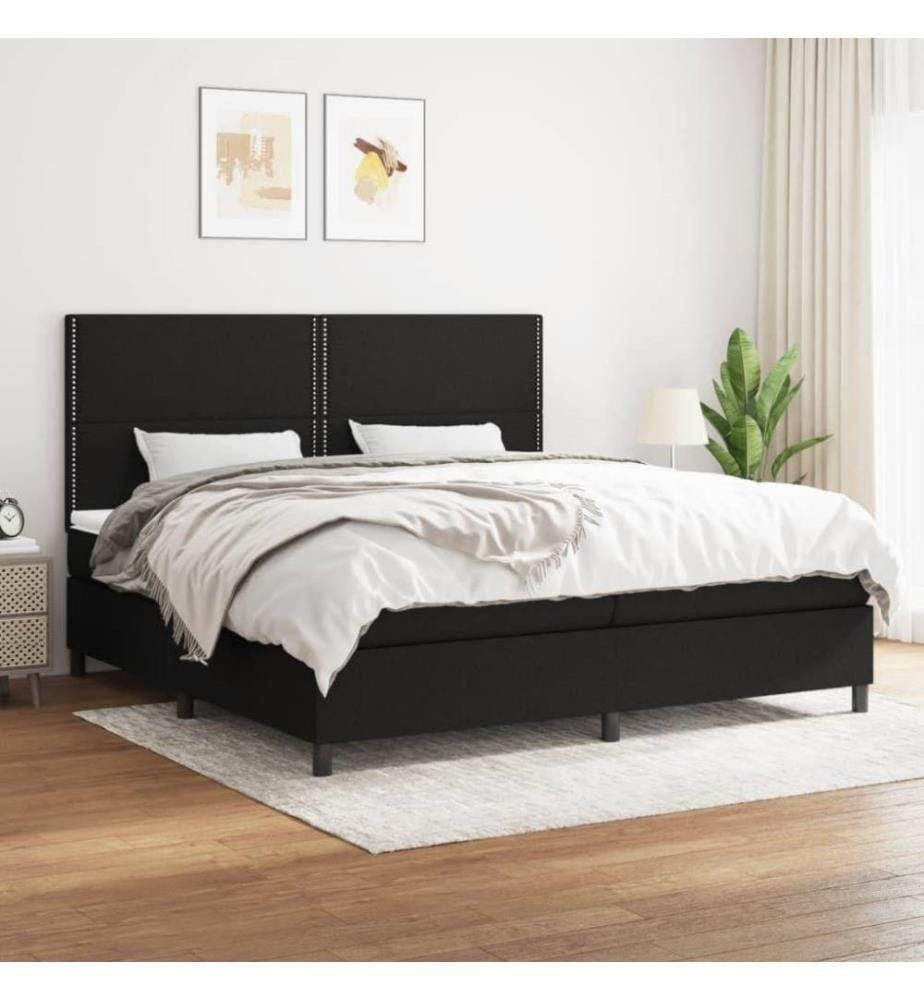Boxspringbett mit Matratze Schwarz 200x200 cm Stoff