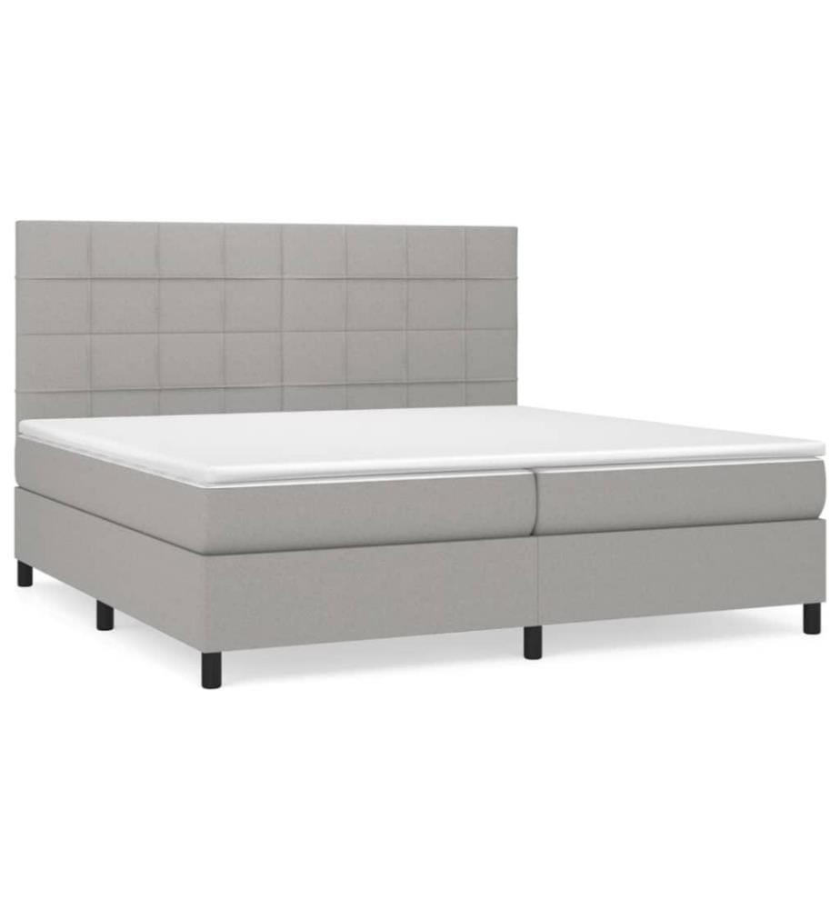 Boxspringbett mit Matratze Hellgrau 200x200 cm Stoff