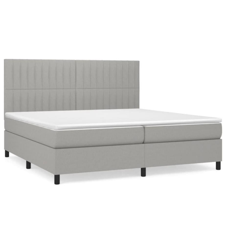 Boxspringbett mit Matratze Hellgrau 200x200 cm Stoff