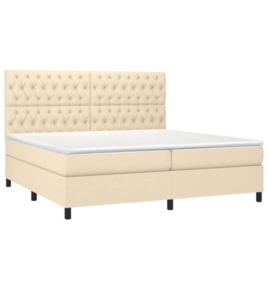 Boxspringbett mit Matratze Creme 200x200 cm Stoff