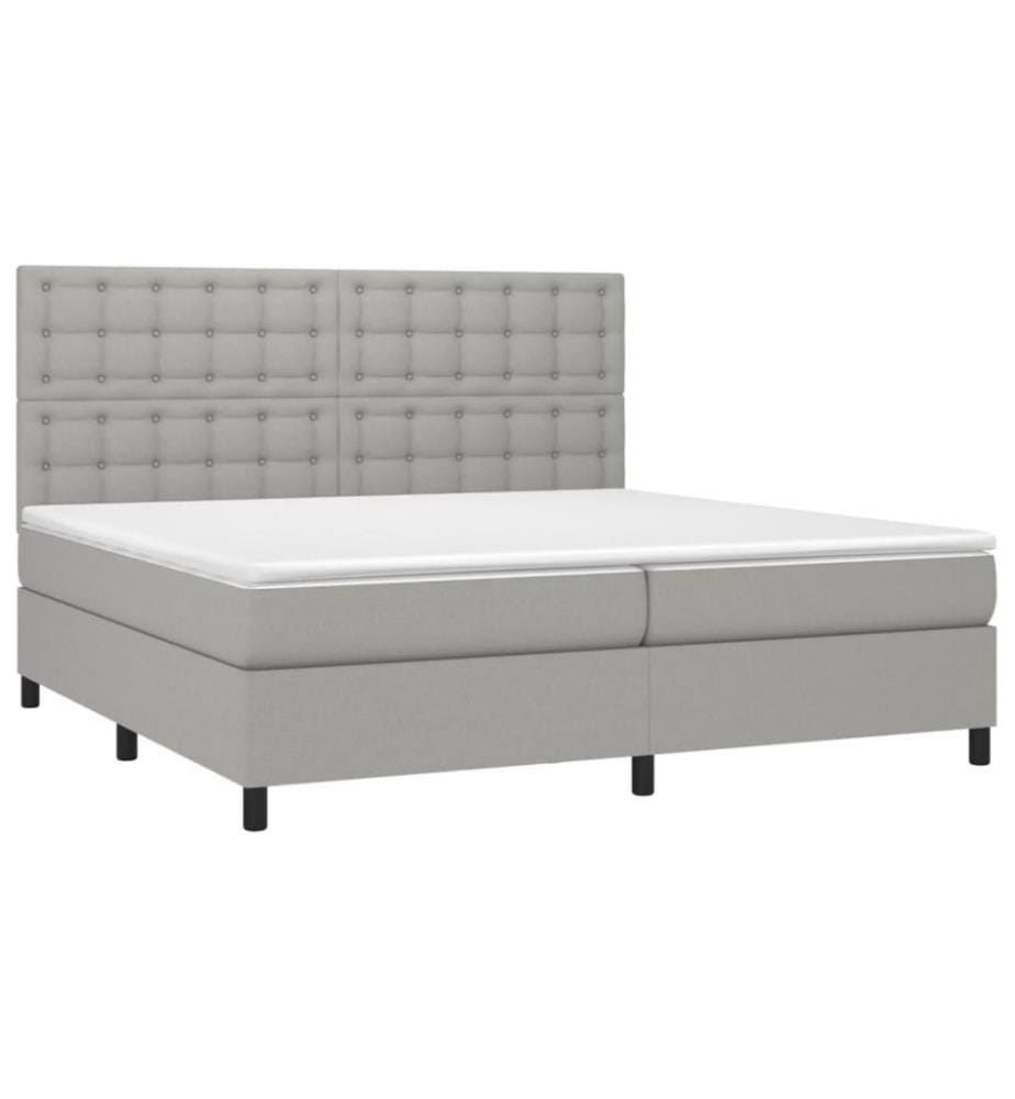 Boxspringbett mit Matratze Hellgrau 200x200 cm Stoff
