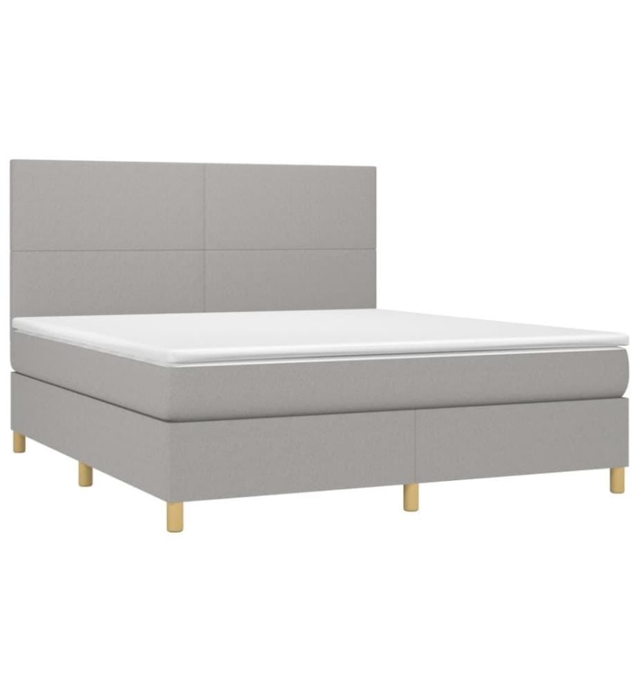 Boxspringbett mit Matratze Hellgrau 160x200 cm Stoff