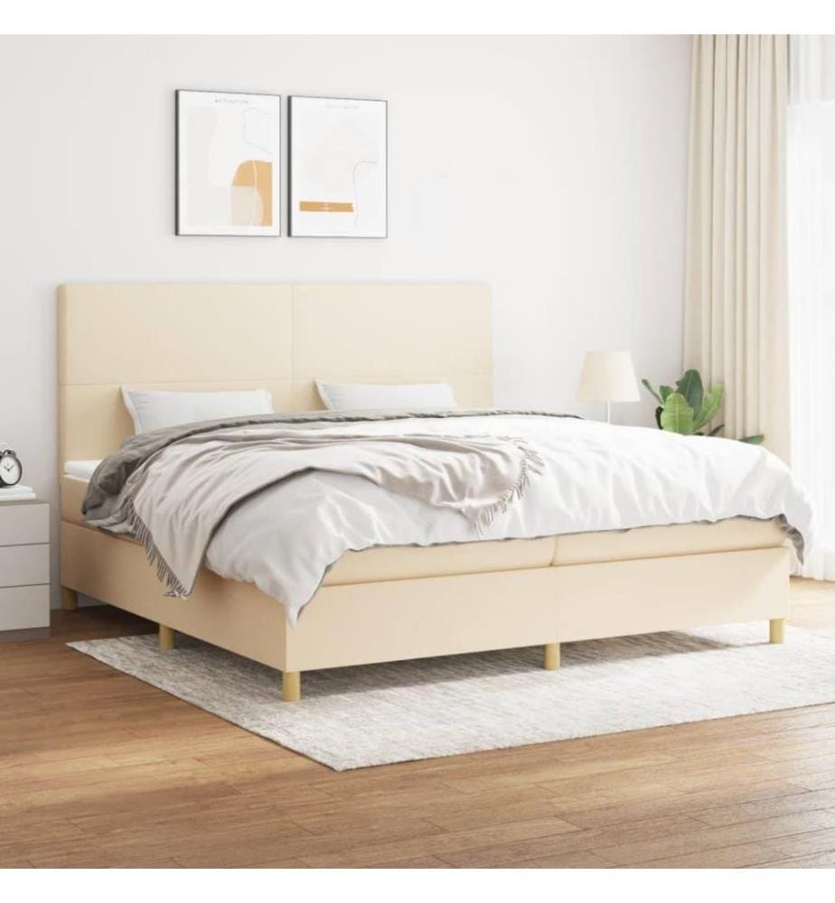 Boxspringbett mit Matratze Creme 200x200 cm Stoff
