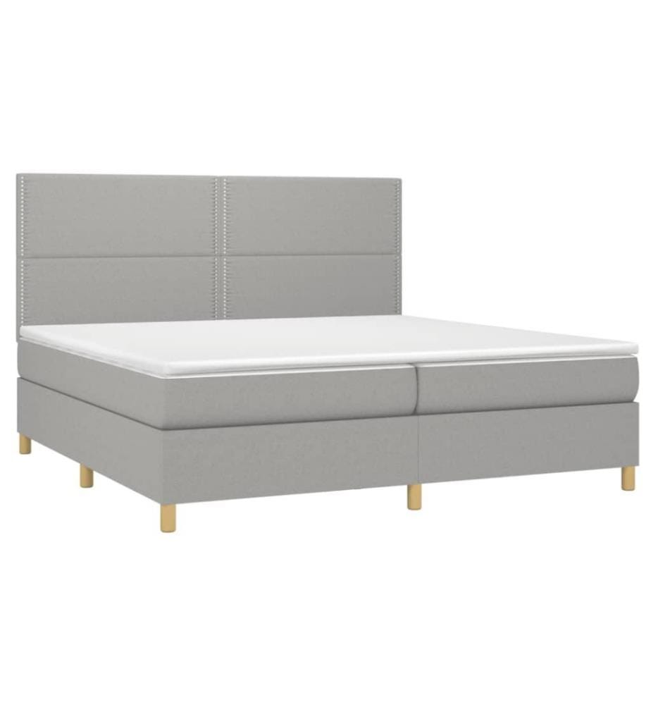 Boxspringbett mit Matratze Hellgrau 200x200 cm Stoff