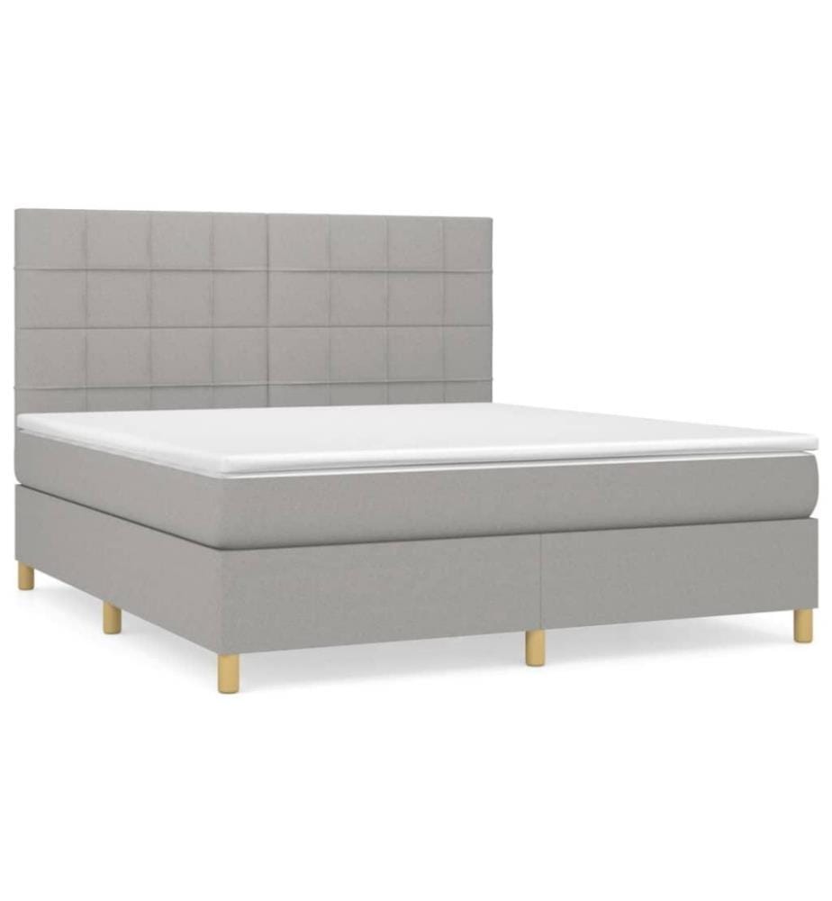 Boxspringbett mit Matratze Hellgrau 160x200 cm Stoff