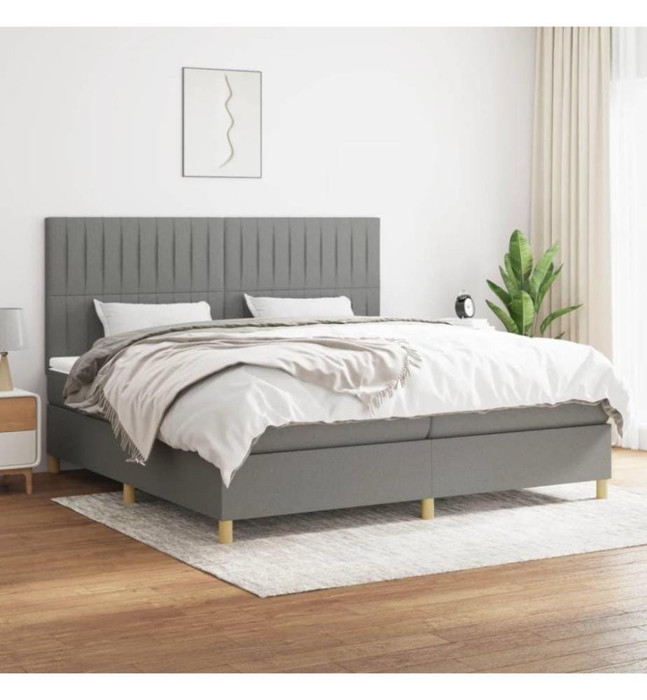 Boxspringbett mit Matratze Dunkelgrau 200x200 cm Stoff