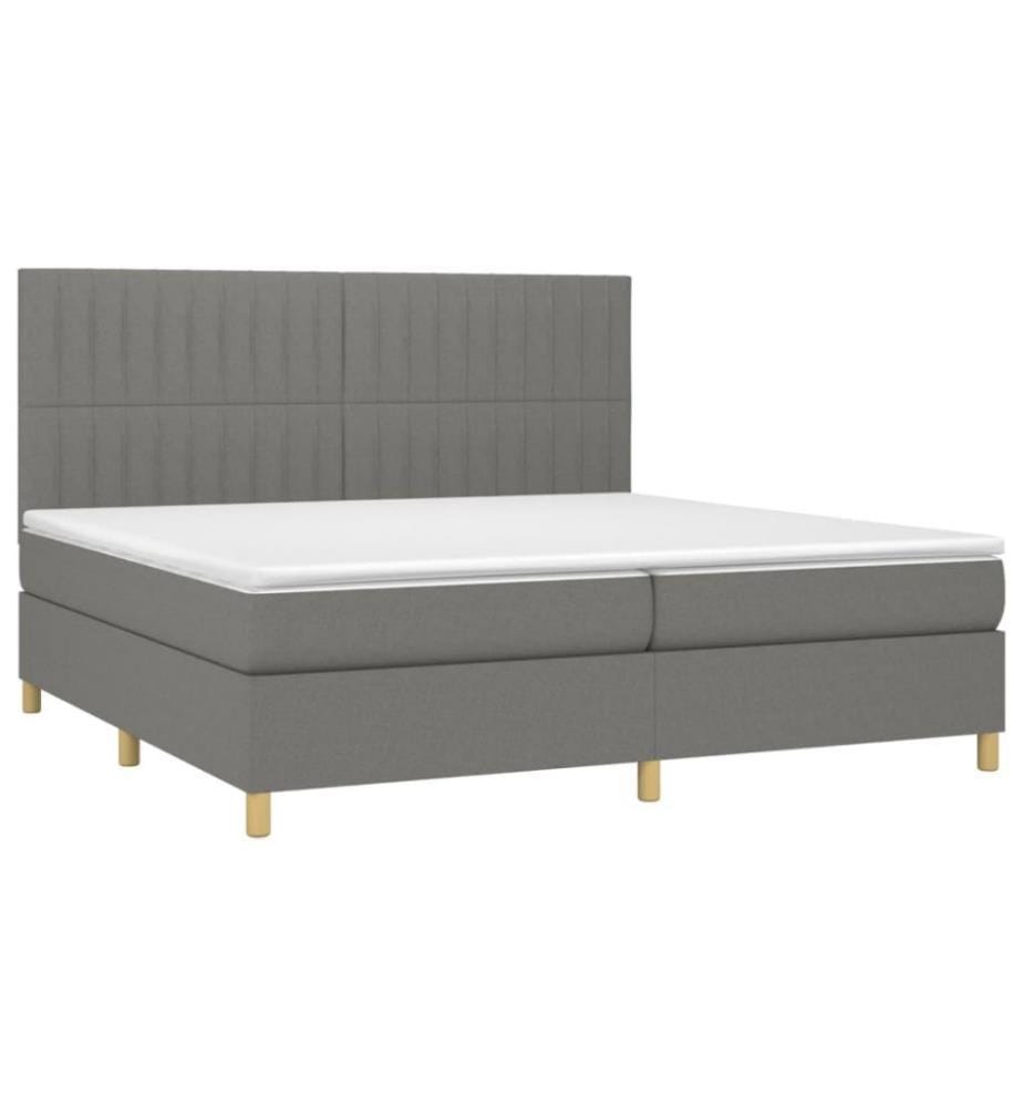 Boxspringbett mit Matratze Dunkelgrau 200x200 cm Stoff