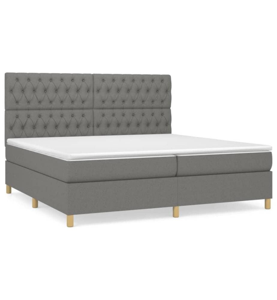 Boxspringbett mit Matratze Dunkelgrau 200x200 cm Stoff