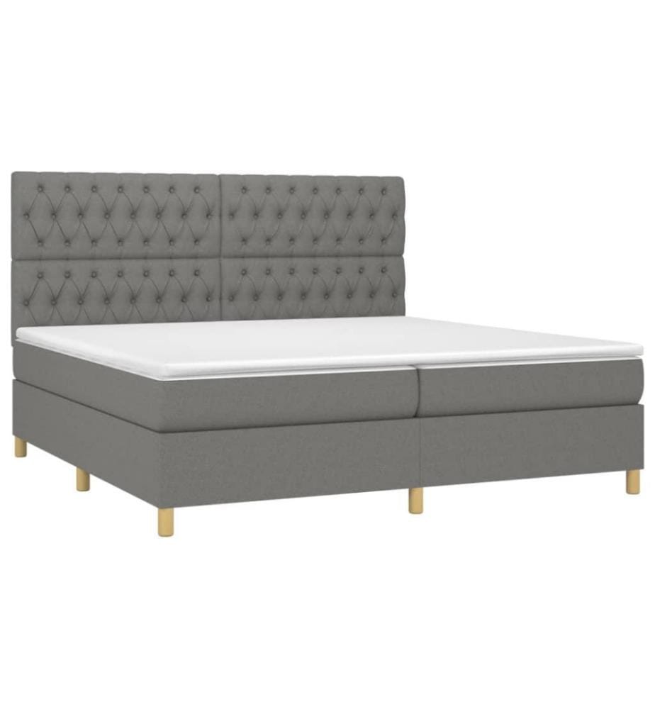 Boxspringbett mit Matratze Dunkelgrau 200x200 cm Stoff