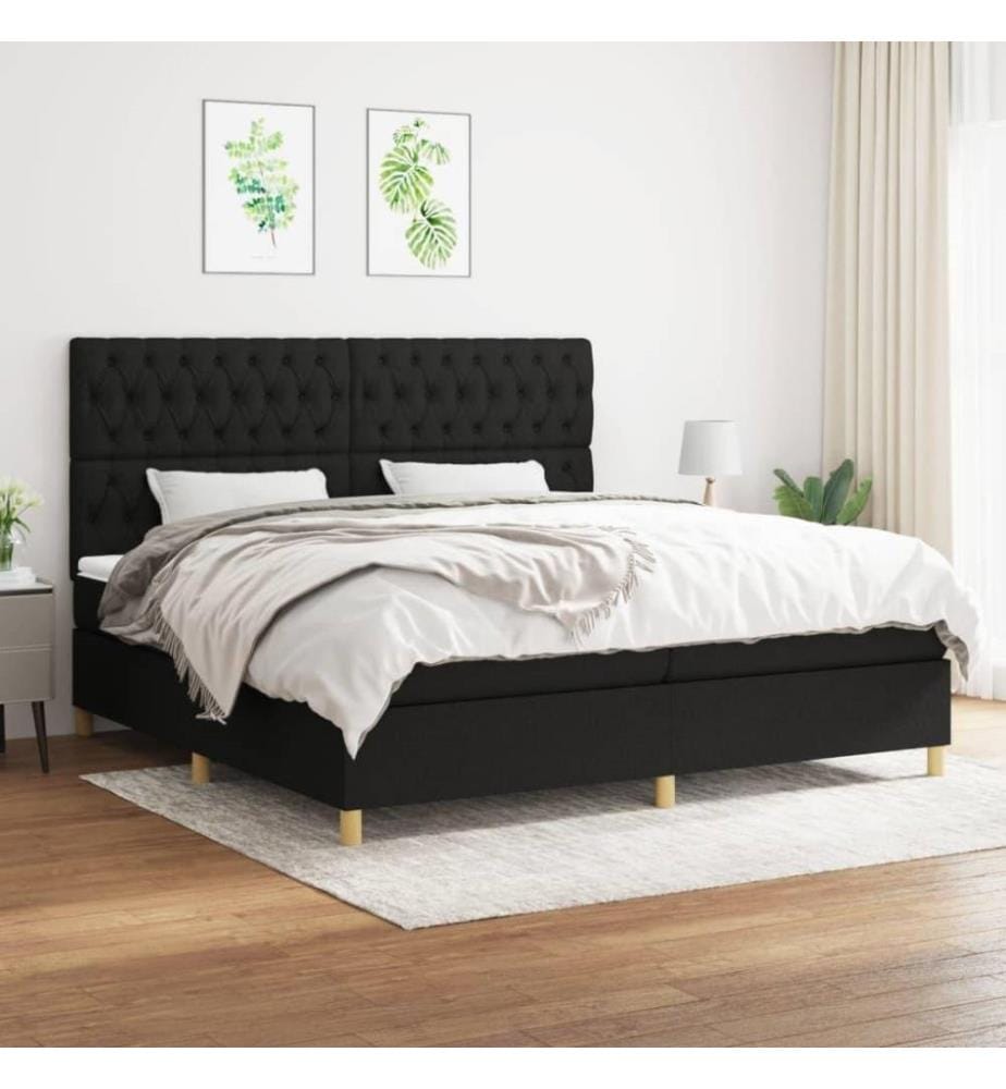 Boxspringbett mit Matratze Schwarz 200x200 cm Stoff