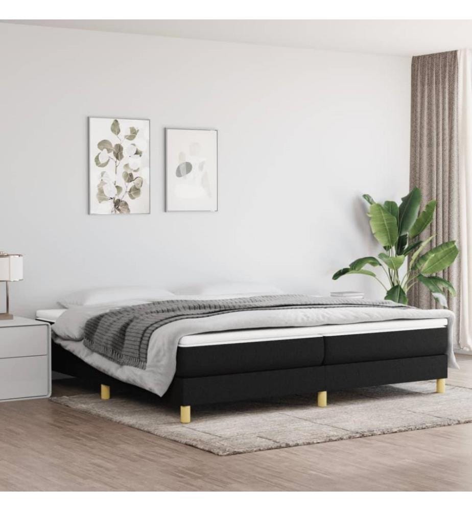 Lit à sommier tapissier avec matelas Noir 200x200 cm Tissu