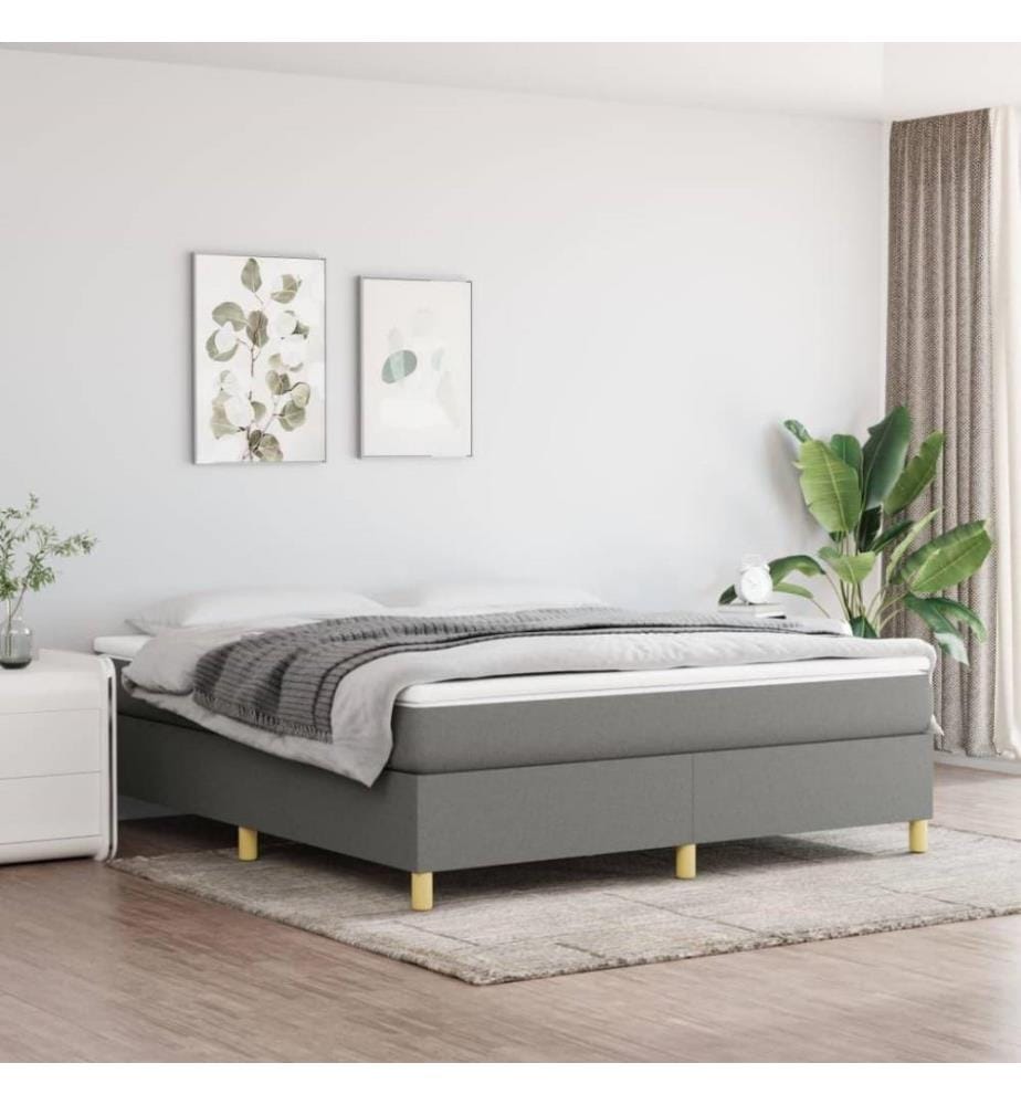 Boxspringbett mit Matratze Dunkelgrau 160x200 cm Stoff