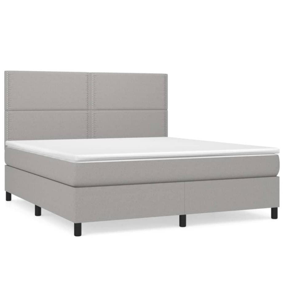Boxspringbett mit Matratze Hellgrau 160x200 cm Stoff