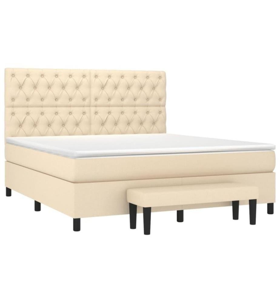 Boxspringbett mit Matratze Creme 160x200 cm Stoff
