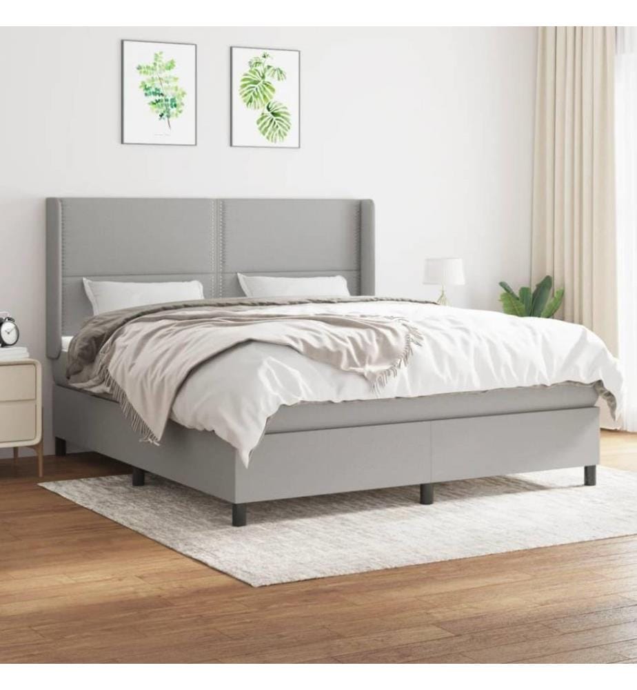 Boxspringbett mit Matratze Hellgrau 160x200 cm Stoff