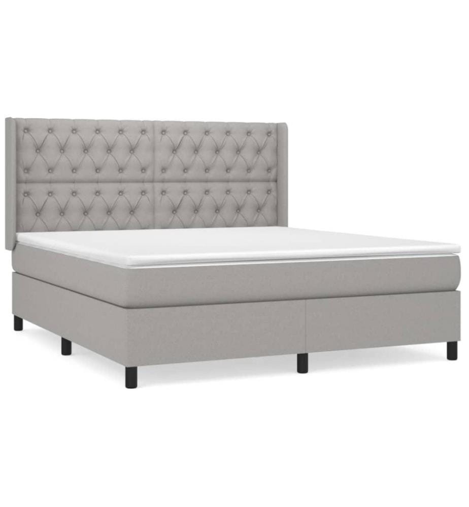 Boxspringbett mit Matratze Hellgrau 160x200 cm Stoff