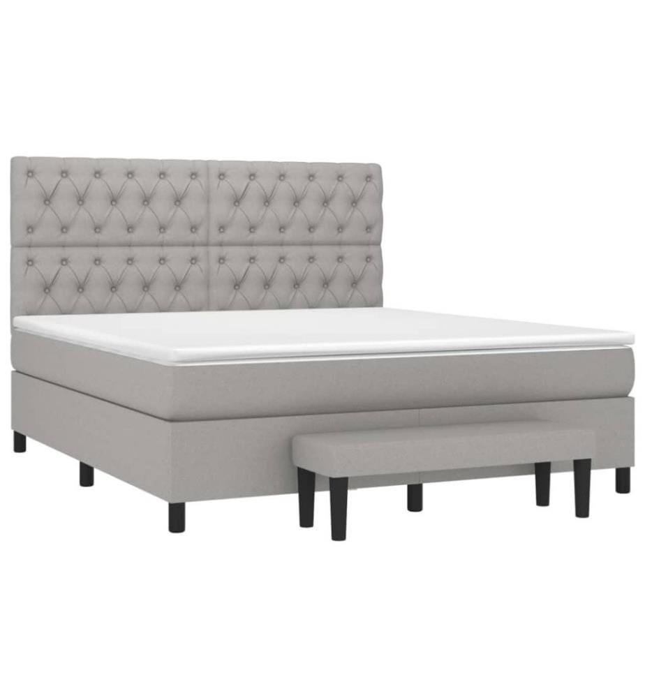 Boxspringbett mit Matratze Hellgrau 160x200 cm Stoff