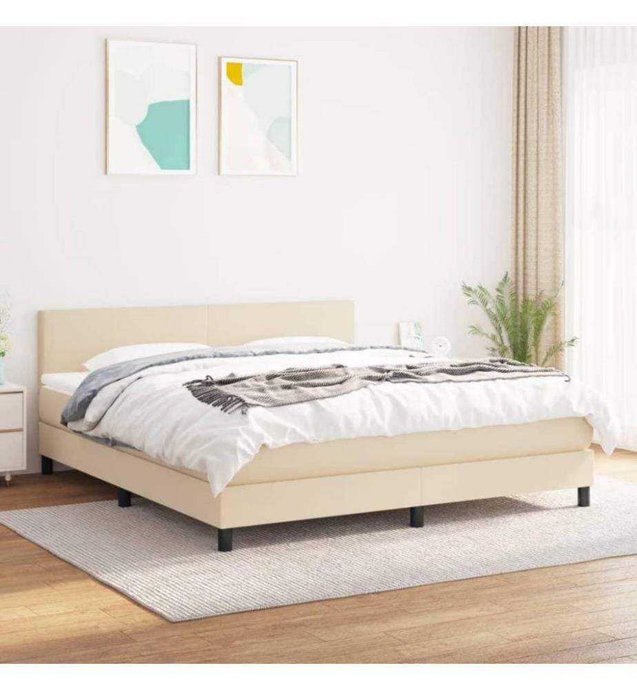 Boxspringbett mit Matratze Creme 160x200 cm Stoff