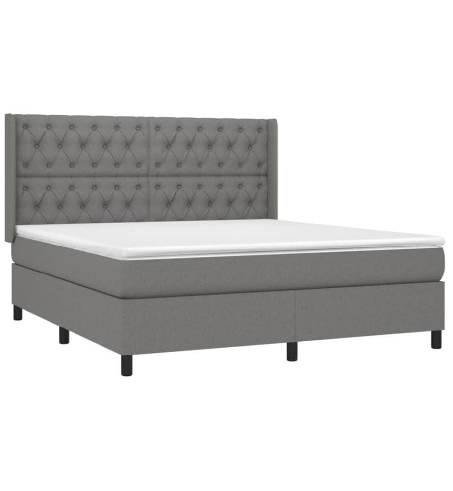 Boxspringbett mit Matratze & LED Dunkelgrau 160x200 cm Stoff