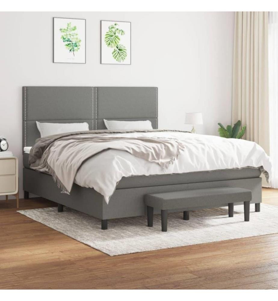 Boxspringbett mit Matratze Dunkelgrau 180x200 cm Stoff