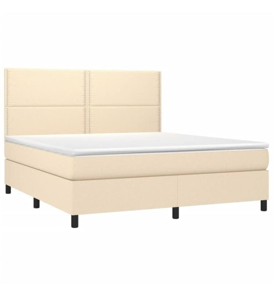 Boxspringbett mit Matratze Creme 180x200 cm Stoff