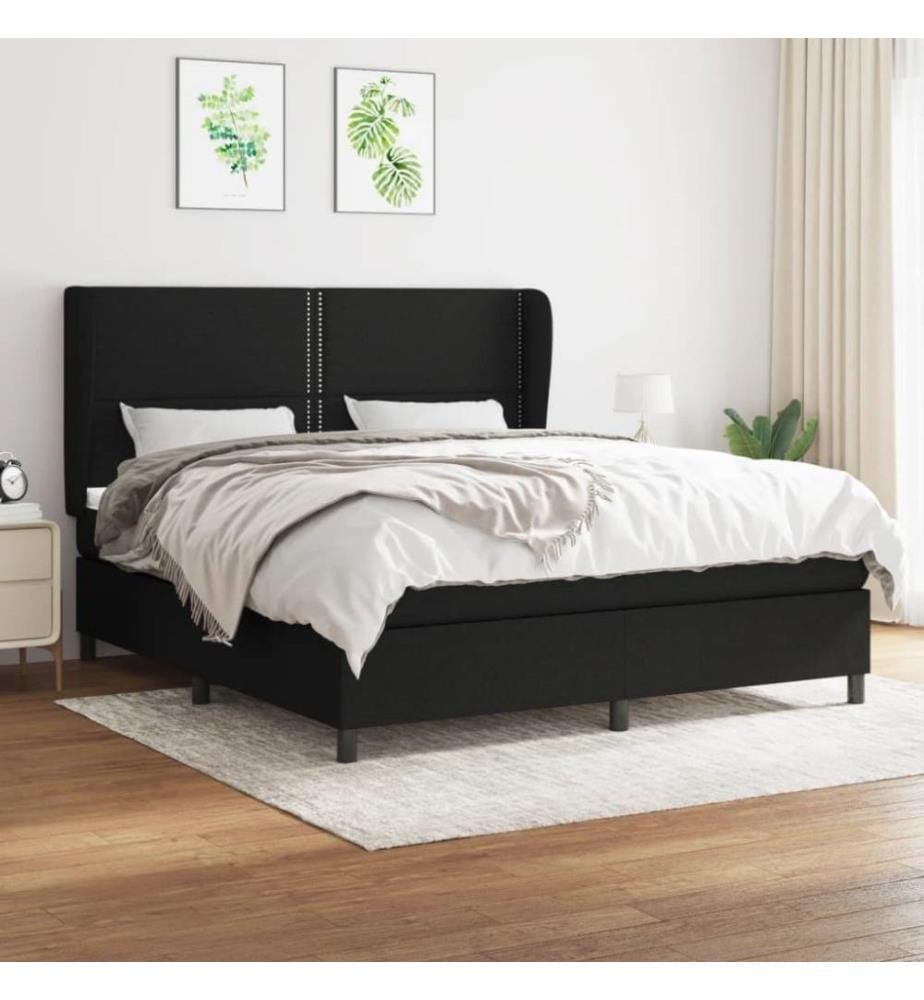 Boxspringbett mit Matratze Schwarz 160x200 cm Stoff