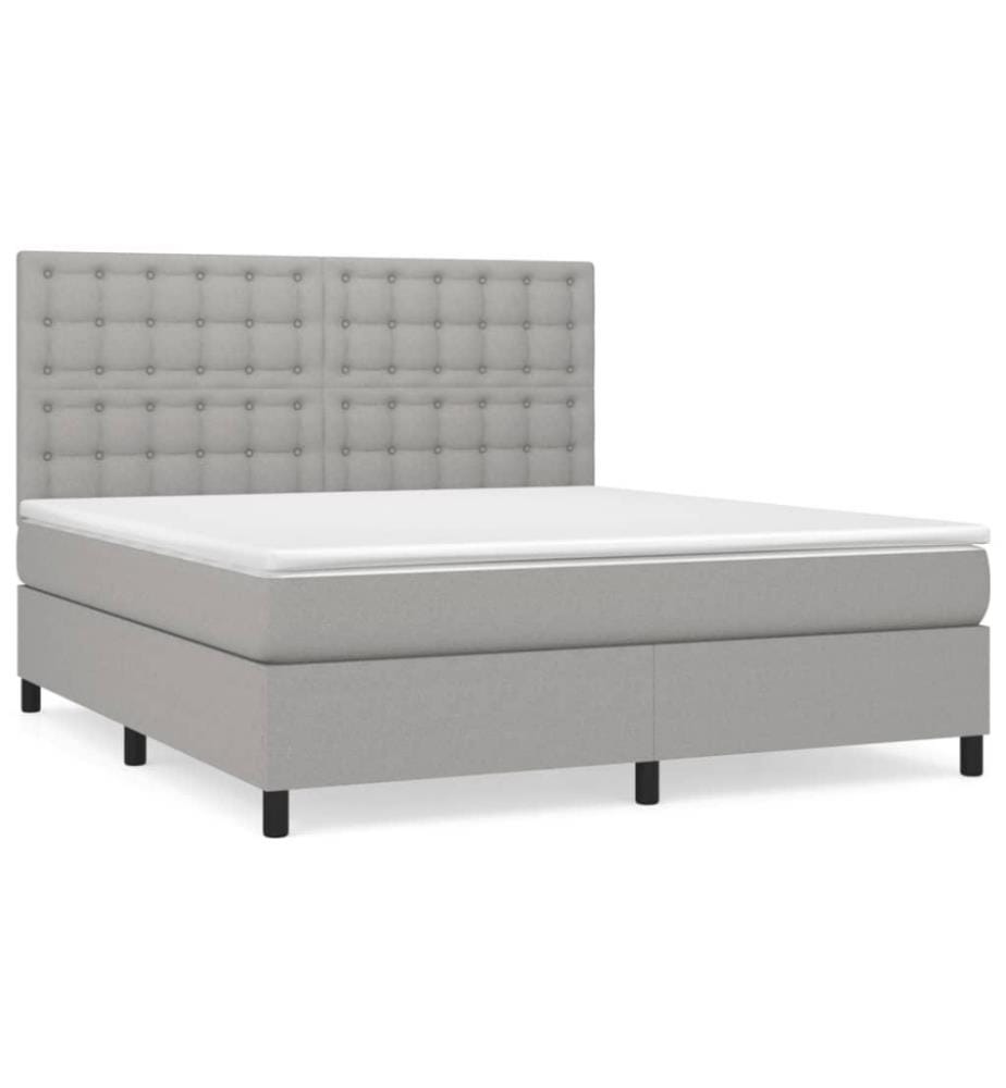 Boxspringbett mit Matratze Hellgrau 160x200 cm Stoff