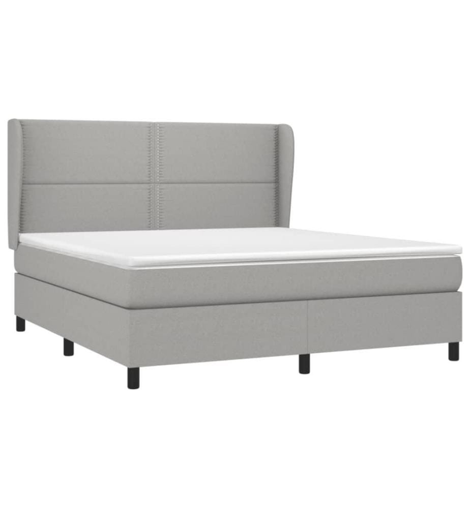 Boxspringbett mit Matratze Hellgrau 160x200 cm Stoff