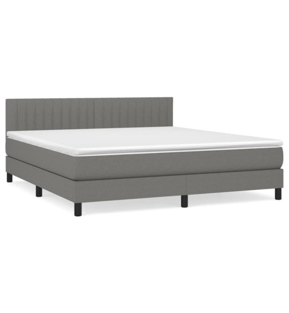 Boxspringbett mit Matratze Dunkelgrau 160x200 cm Stoff