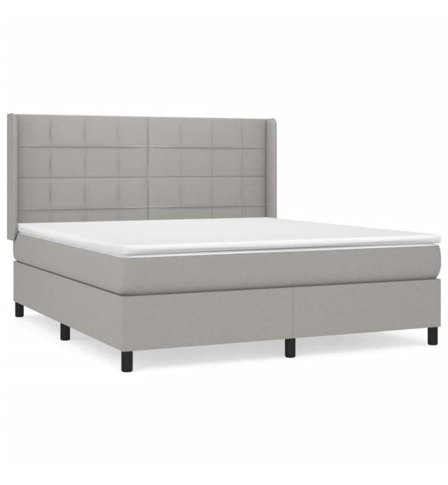 Boxspringbett mit Matratze Hellgrau 160x200 cm Stoff