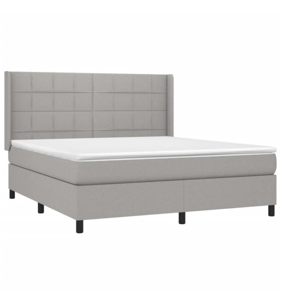 Boxspringbett mit Matratze Hellgrau 160x200 cm Stoff
