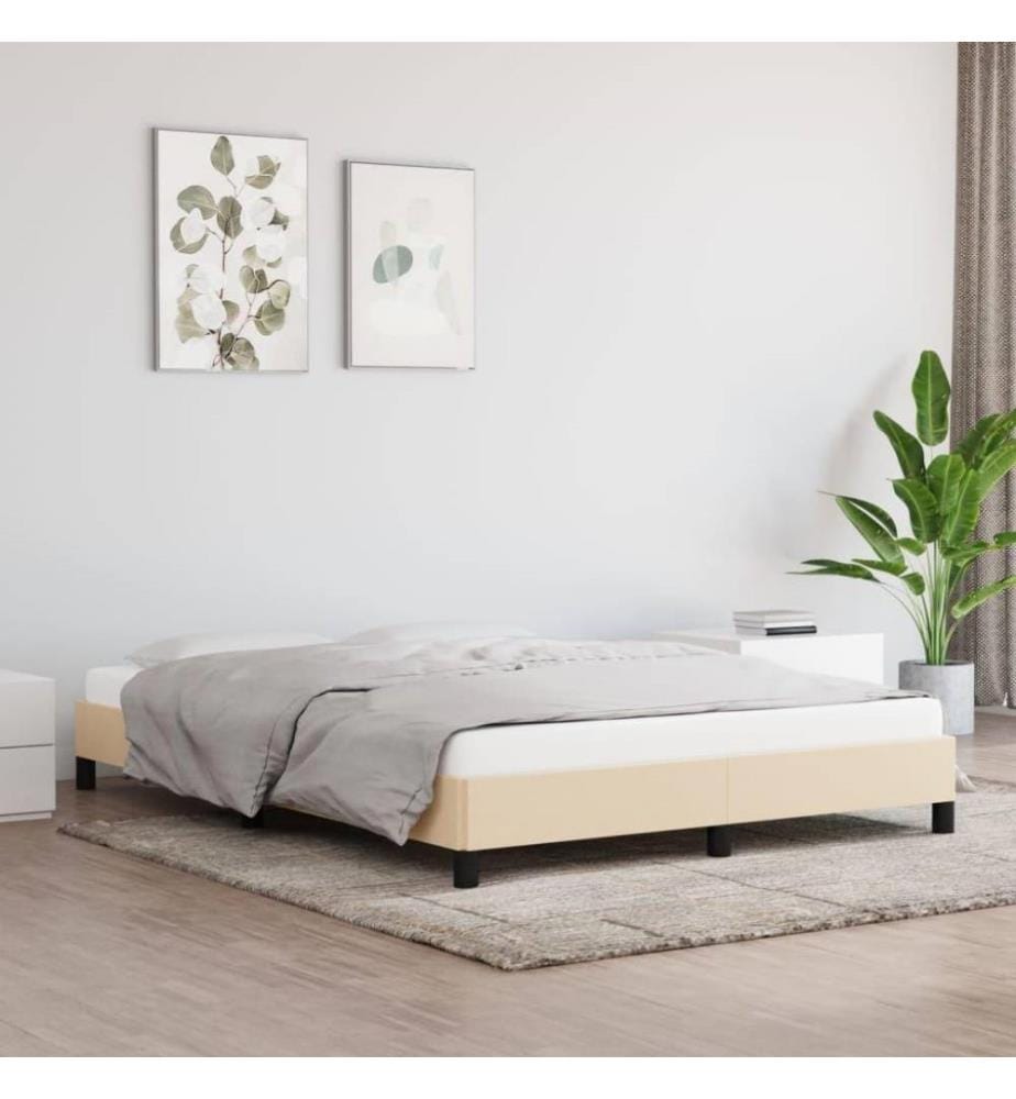 Cadre de lit Crème 140 x 200 cm Tissu