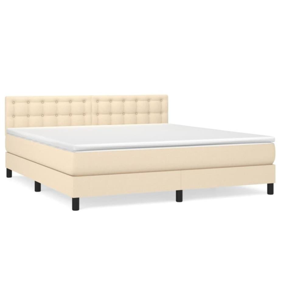 Boxspringbett mit Matratze Creme 180x200 cm Stoff