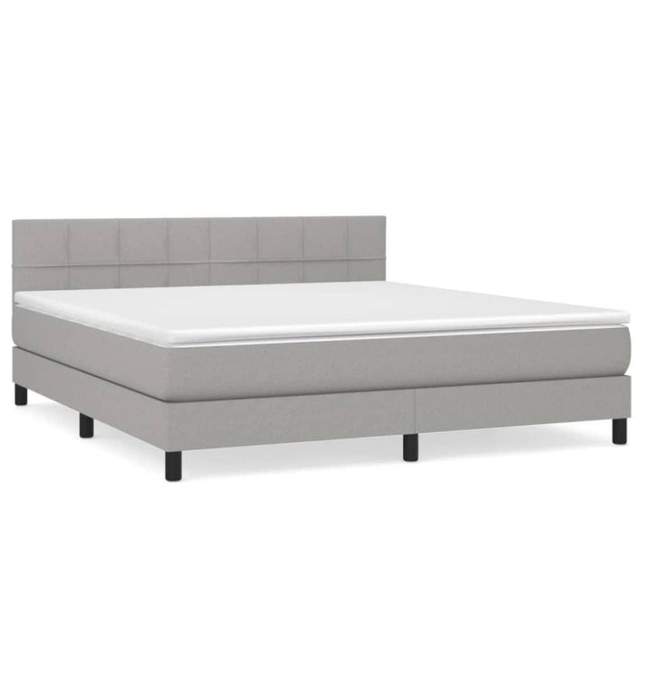 Boxspringbett mit Matratze Hellgrau 160x200 cm Stoff