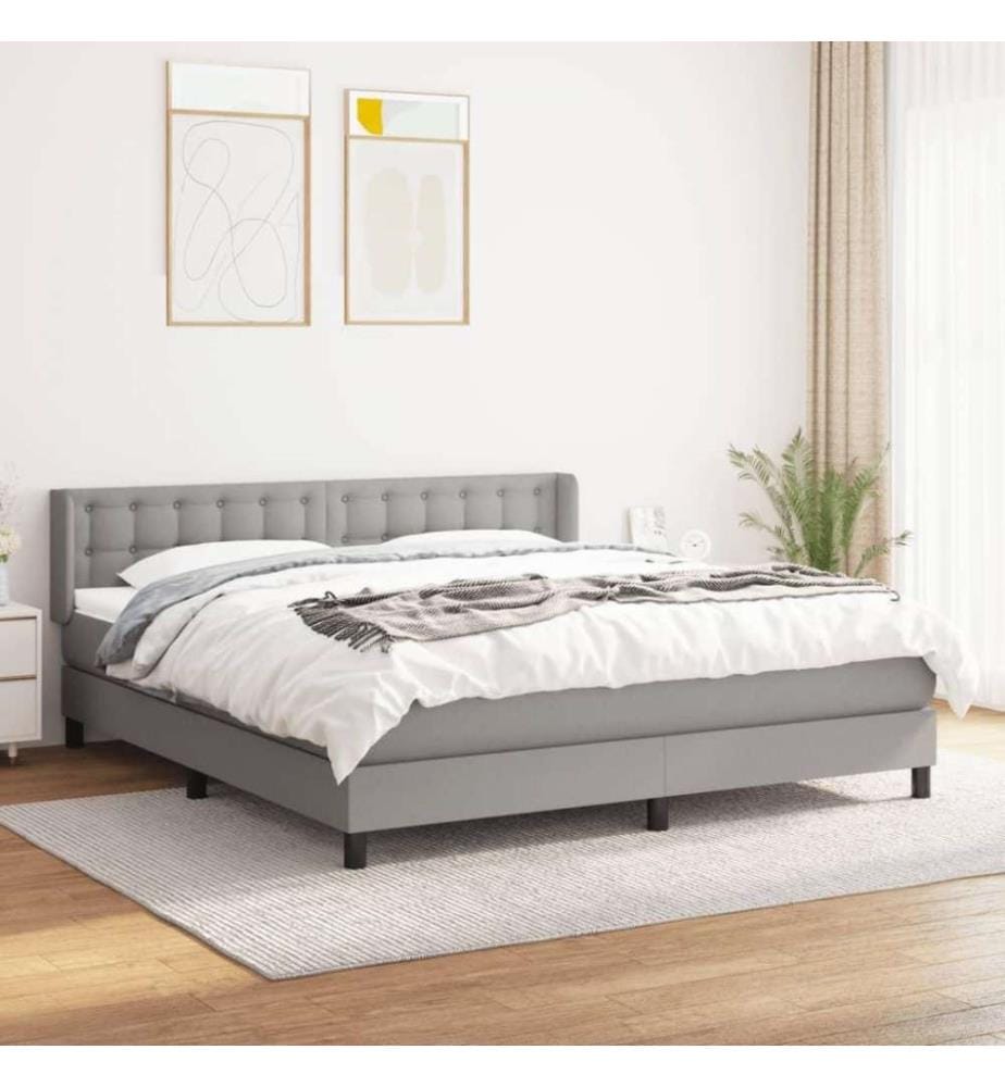 Boxspringbett mit Matratze Hellgrau 160x200 cm Stoff