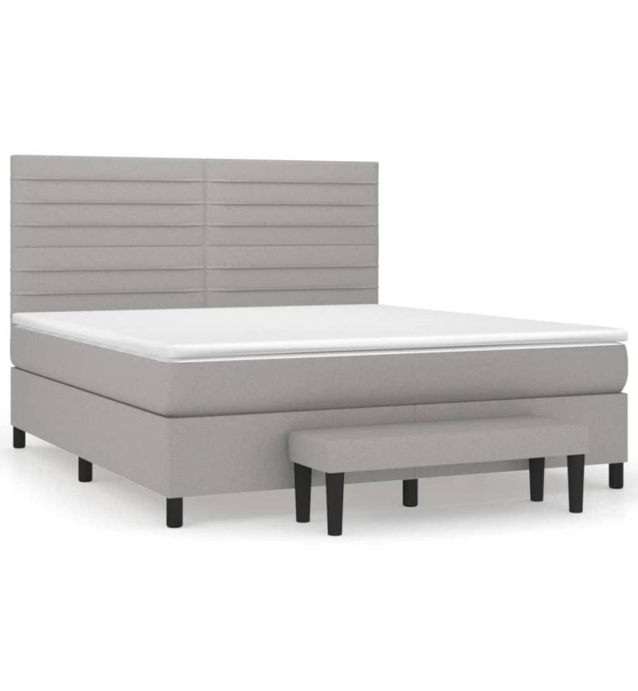 Boxspringbett mit Matratze Hellgrau 160x200 cm Stoff