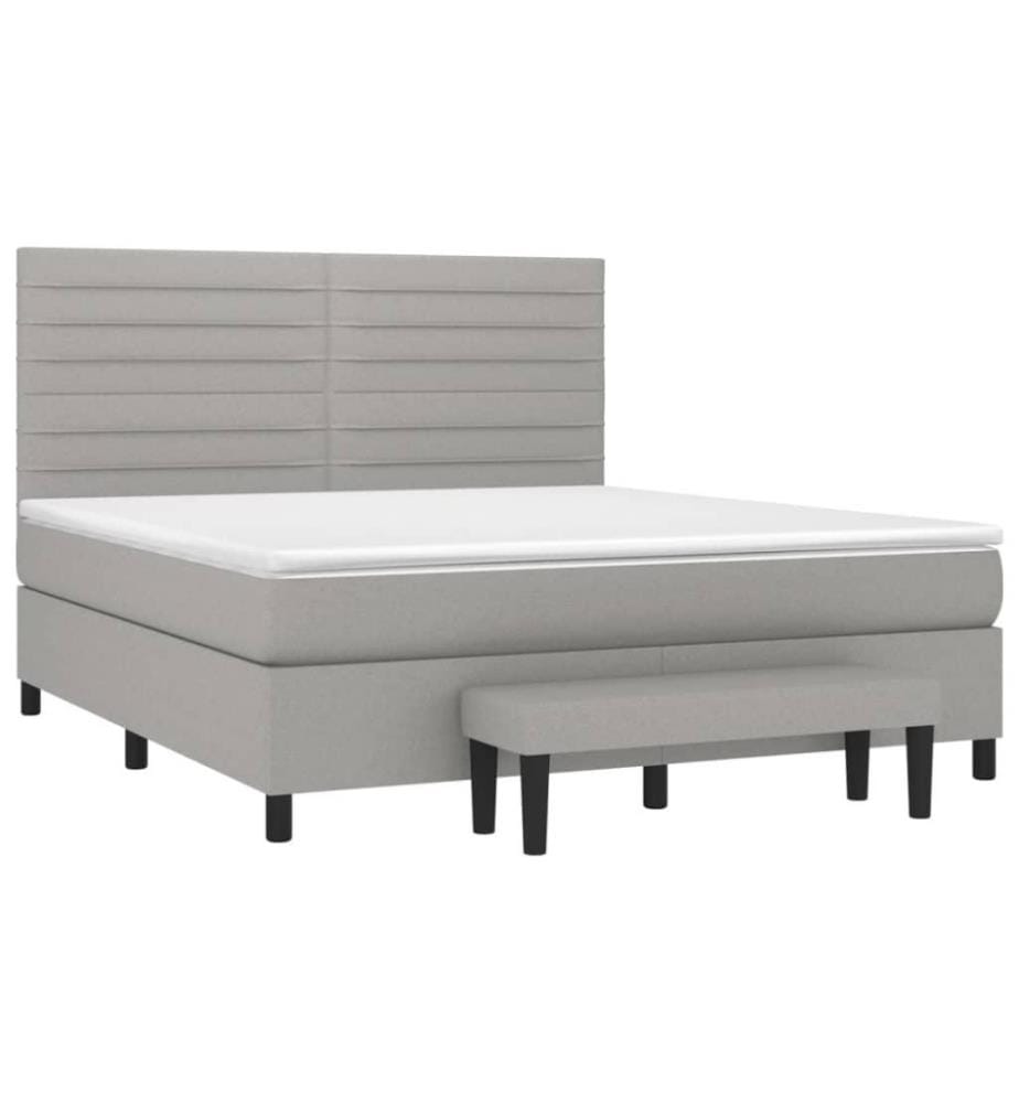 Boxspringbett mit Matratze Hellgrau 160x200 cm Stoff