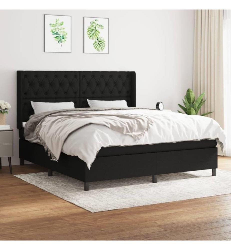 Boxspringbett mit Matratze Schwarz 160x200 cm Stoff