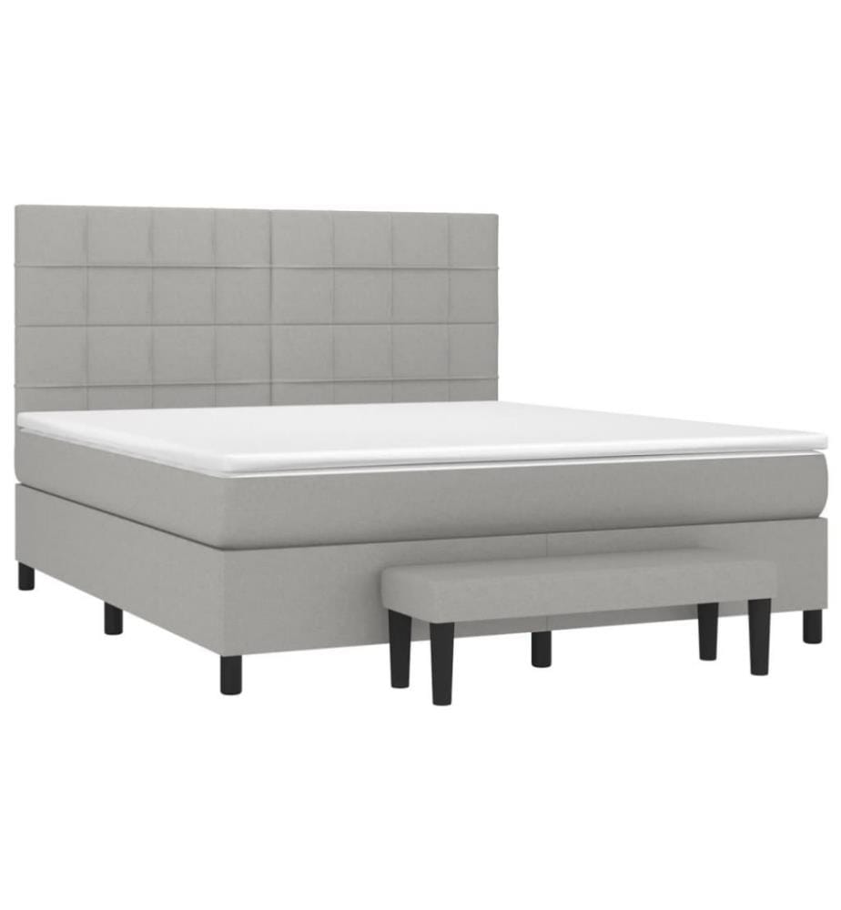 Boxspringbett mit Matratze Hellgrau 160x200 cm Stoff