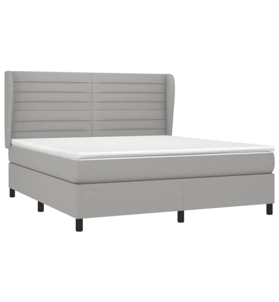 Boxspringbett mit Matratze Hellgrau 160x200 cm Stoff