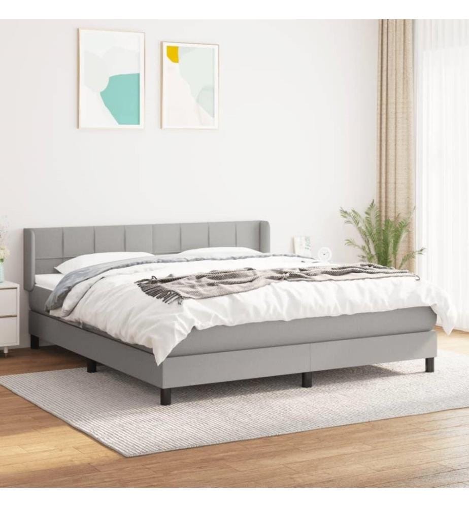 Boxspringbett mit Matratze Hellgrau 160x200 cm Stoff