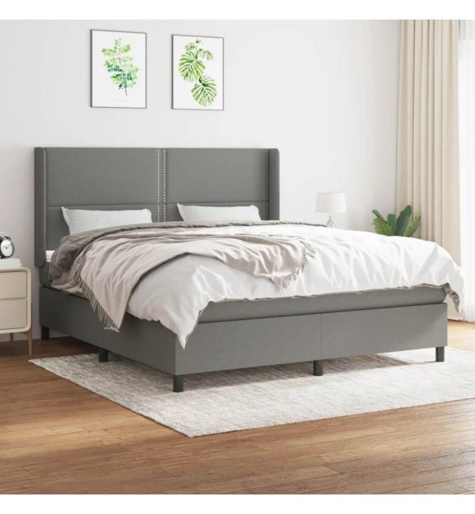 Boxspringbett mit Matratze Dunkelgrau 180x200 cm Stoff